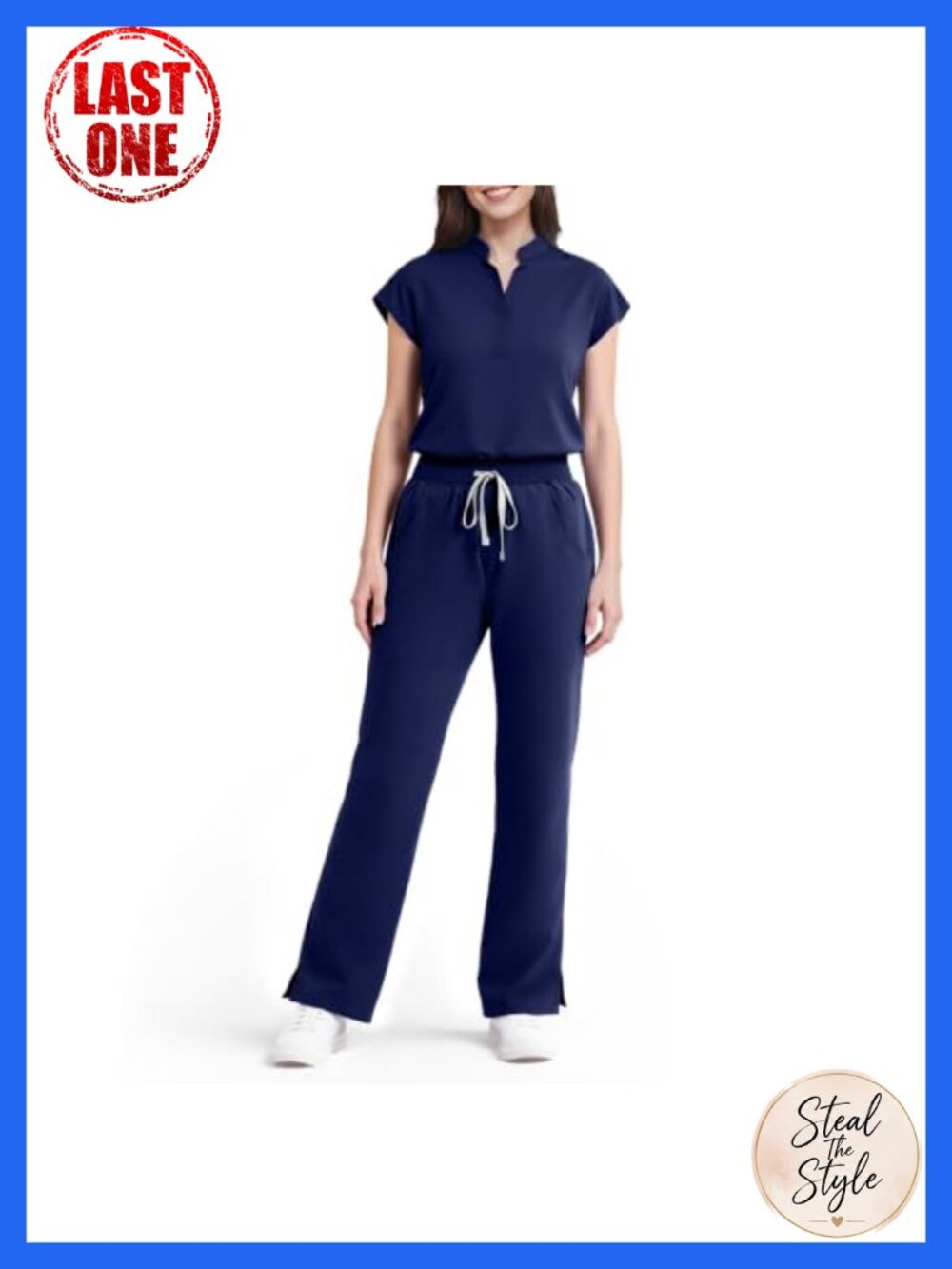 Women's Scrub Set Sleeveless 9-Pocket Yoga Waist Straight Leg
